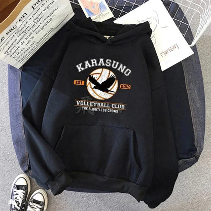 90s Japanese Anime Haikyuu Hoodies Women Funny Karasuno Fly High Graphic Streetwear  Fashion Male Sweatshirts Unisex Harajuku