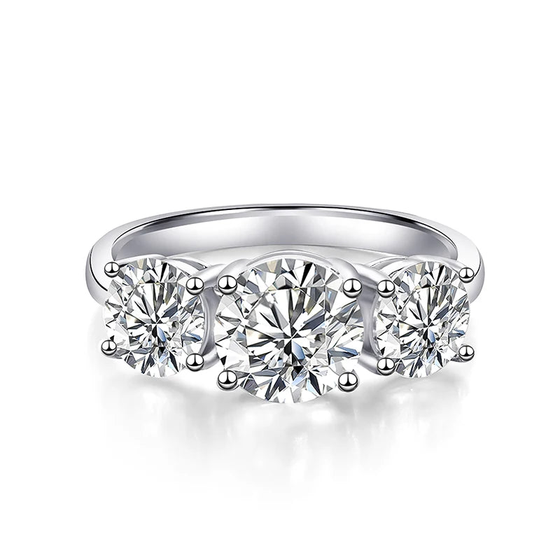 White Gold 4/2CT Moissanite Ring for Women Sparkling Lab Grown Diamond Wedding Band S925 Solid Silver Jewelry Wholesale