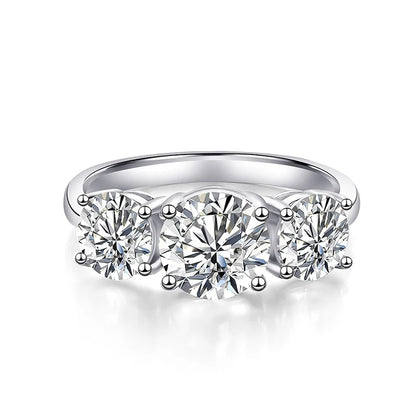 White Gold 4/2CT Moissanite Ring for Women Sparkling Lab Grown Diamond Wedding Band S925 Solid Silver Jewelry Wholesale