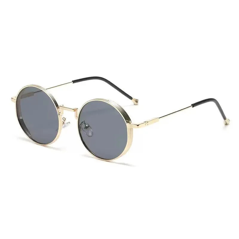Personality Metal Round Myopia Sunglasses Driving Riding Outdoor UV400 Resistant Party Gatherings Eyeglasses 0 TO -4.0