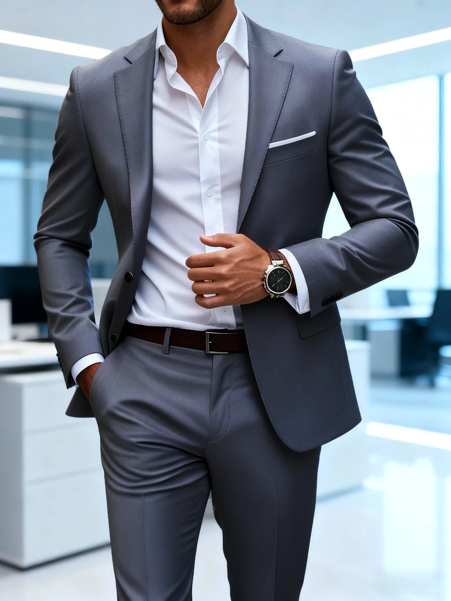 Men's Burgundy 2-Piece Suit Set (Blazer + Trousers Only, No Vest Included),Slim Fit Formal Business Wedding Party Jacket & Pants