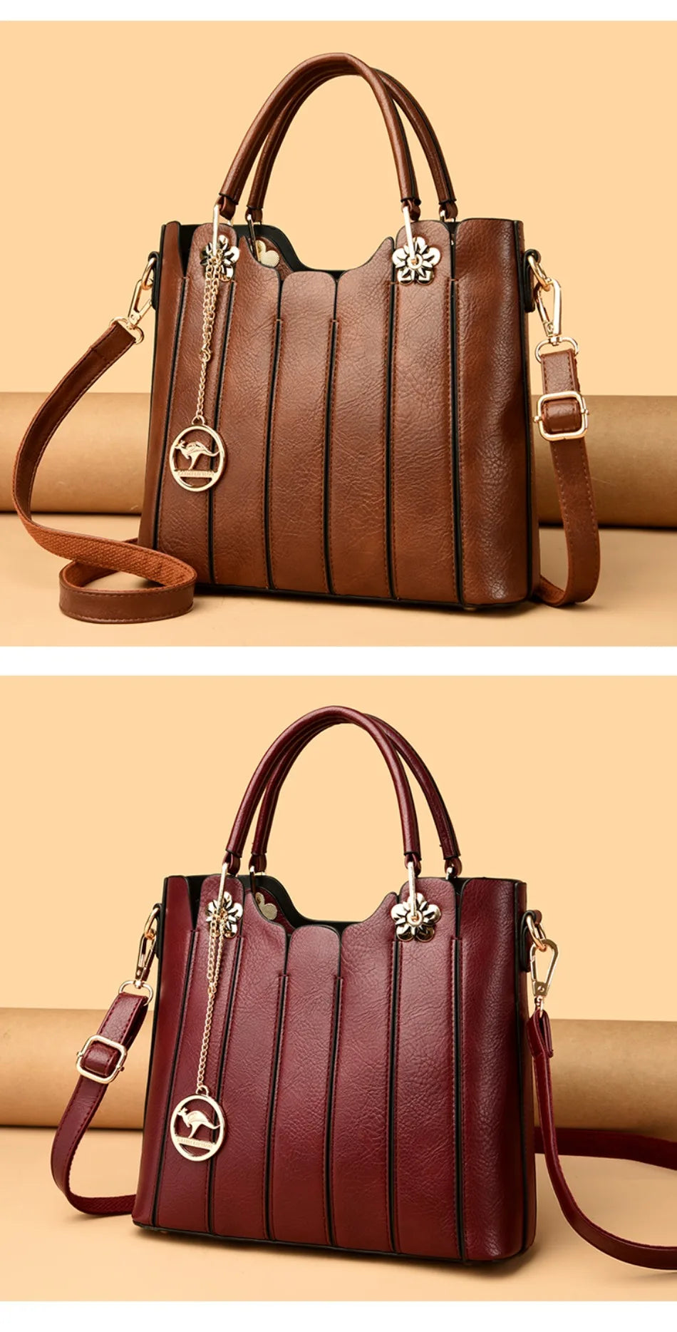 Genuine Brand Fashion Luxury High Quality 3 Layers Leather Handbag Women 2024 Crossbody Bags for Women Lady Large Capacity 2024
