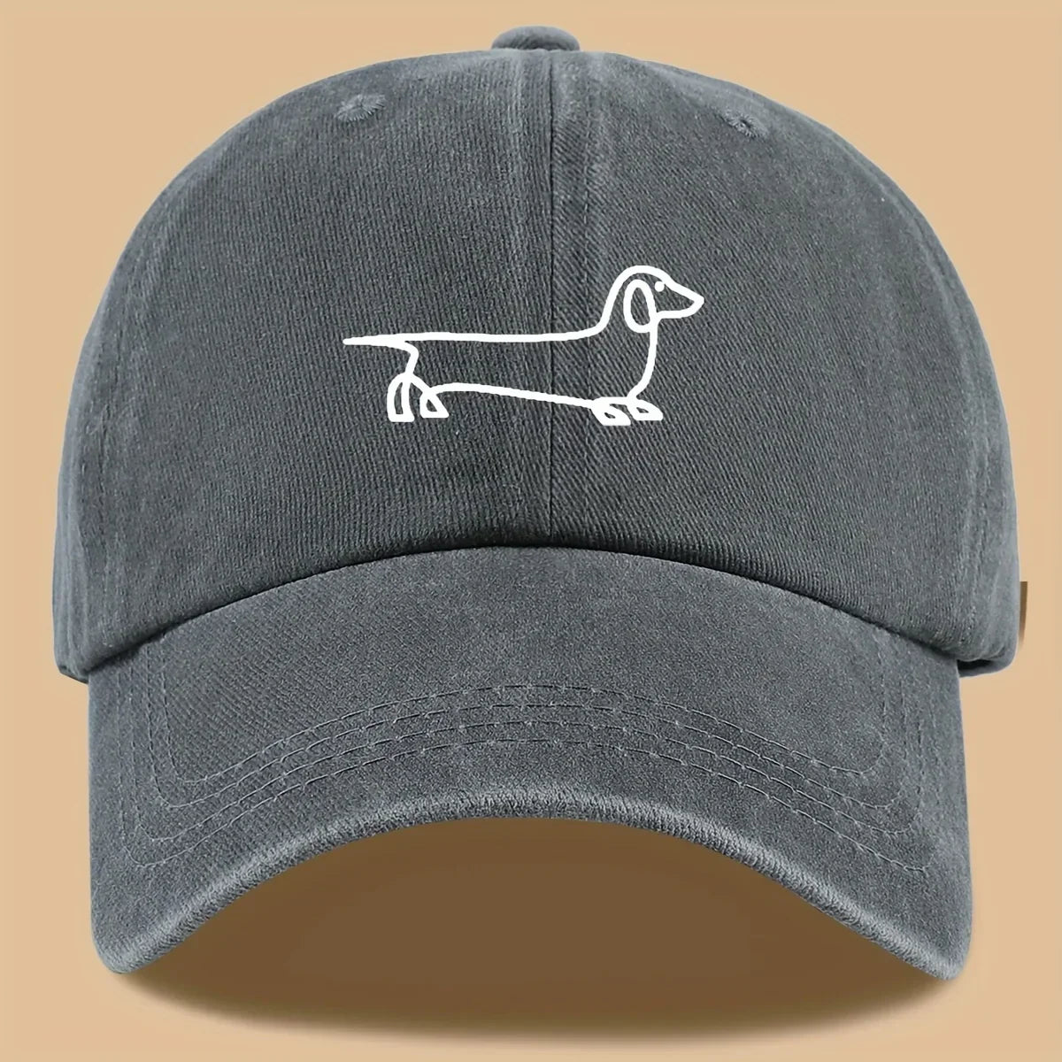 Simple dog print baseball cap, versatile for both men and women, suitable for outdoor travel as a hat for pet enthusiasts