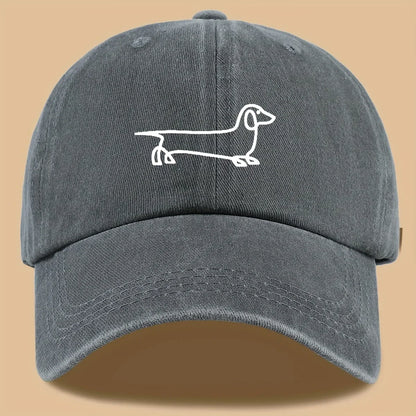 Simple dog print baseball cap, versatile for both men and women, suitable for outdoor travel as a hat for pet enthusiasts