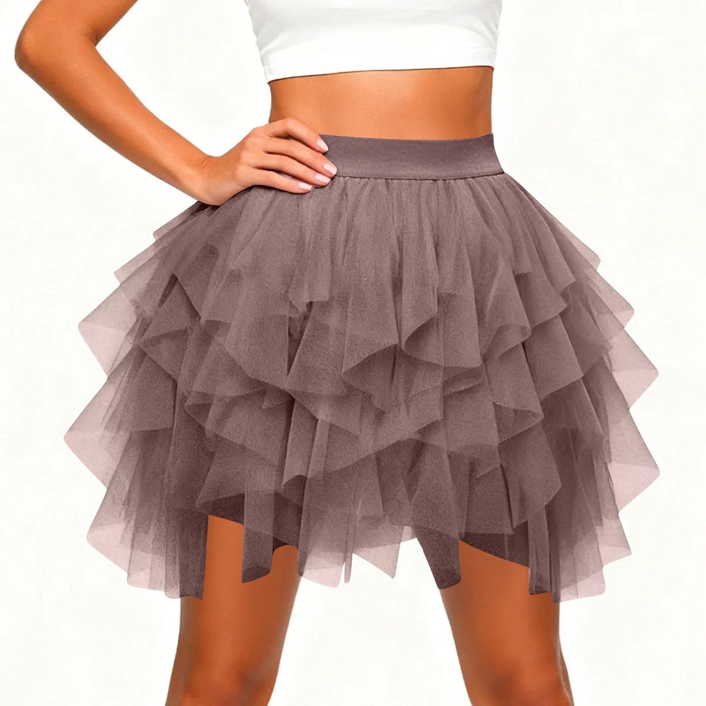 Women's Tulle Tutu Skirt Fashion Solid Color High Waist Mesh Skirt A-line Puff Skirt Cute Cake Skirt Cute Ballet Ball Half Skirt