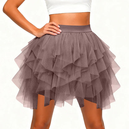 Women's Tulle Tutu Skirt Fashion Solid Color High Waist Mesh Skirt A-line Puff Skirt Cute Cake Skirt Cute Ballet Ball Half Skirt