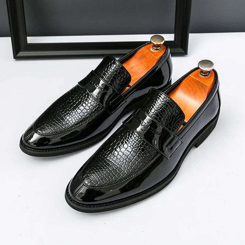 Loafers Shoes Men Color Blocked Business Casual Fashion Round Head Formal Wedding Shoes