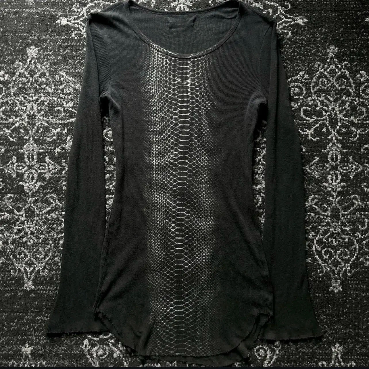 Y2k Snakeskin Print T-shirt Grunge Aesthetics Long Sleeve Knitted Tops Vintage 2000s Streetwear American Retro