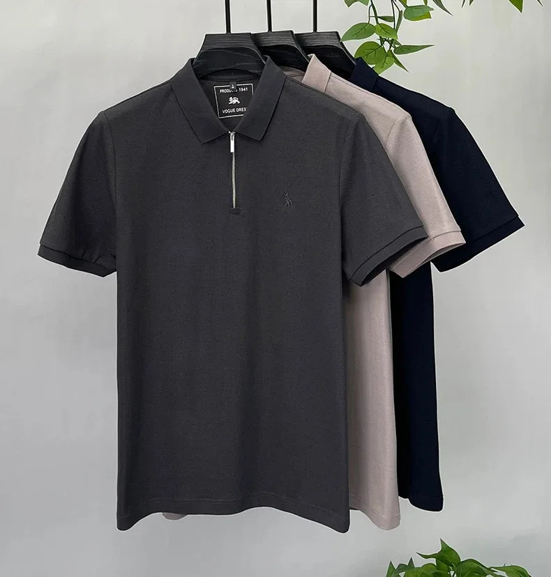 High end brand pony embroidered short sleeve polo shirt unique trend half zipper luxury Paul T-shirt designer's new men's wear