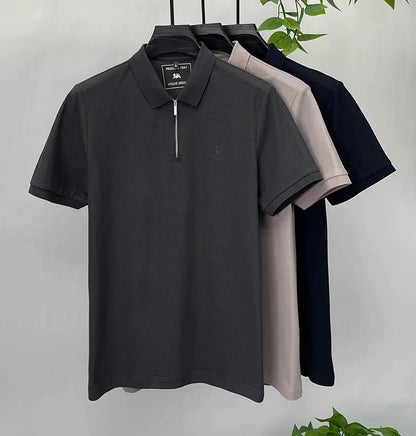 High end brand pony embroidered short sleeve polo shirt unique trend half zipper luxury Paul T-shirt designer's new men's wear
