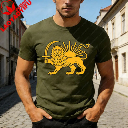 Lion and Sun Iran Persian Flag Iran Tshirt Khorshid Graphic T-Shirt Daily Life Casual Men Women Unisex Cotton Streetwear