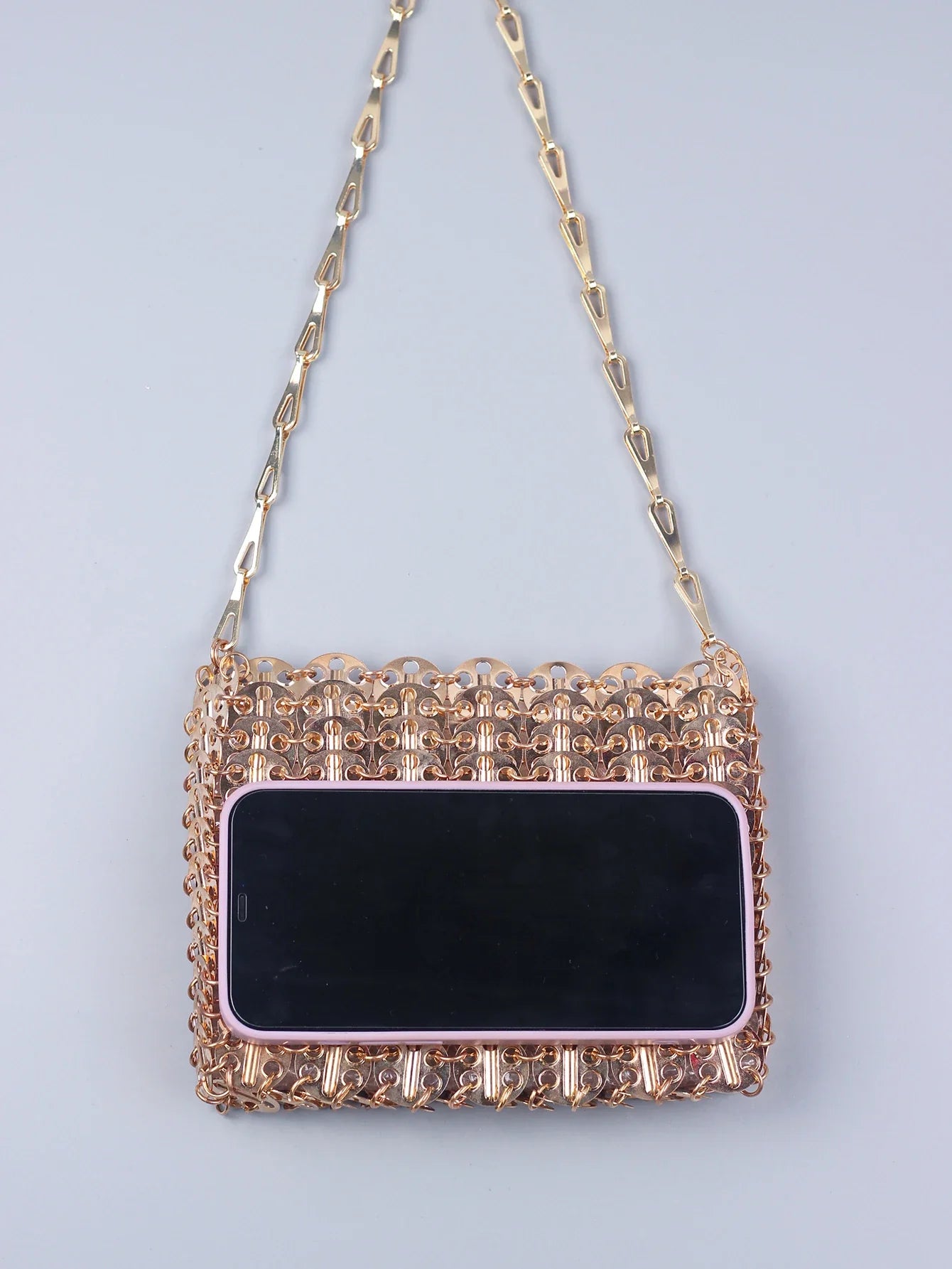Popular metal sequins with large capacity mobile phone crossbody chain bag DIY handmade bag for women's fashion trend