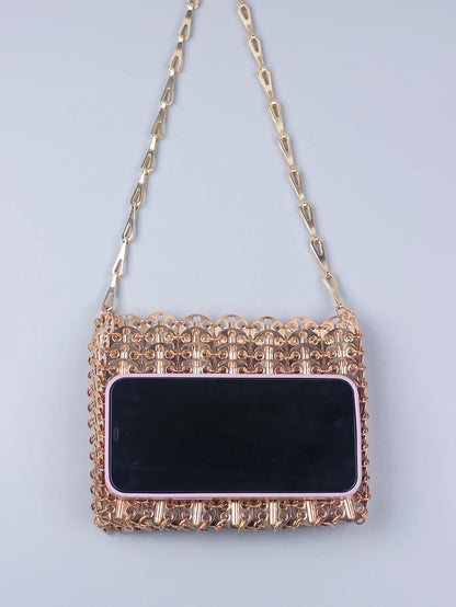 Popular metal sequins with large capacity mobile phone crossbody chain bag DIY handmade bag for women's fashion trend