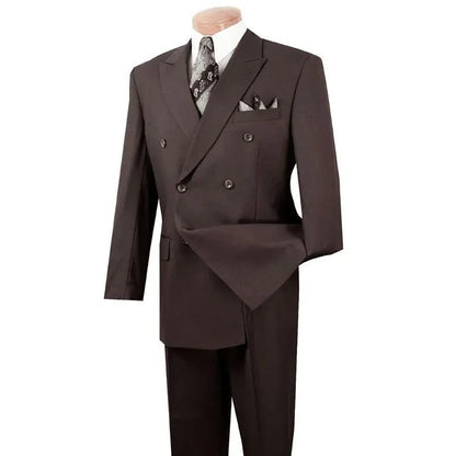 Brown Double Breasted Men Suit Gentlemen Peak Lapel Business Smart Casual 2 Piece Jacket Pants Male Clothing High Quality Blazer