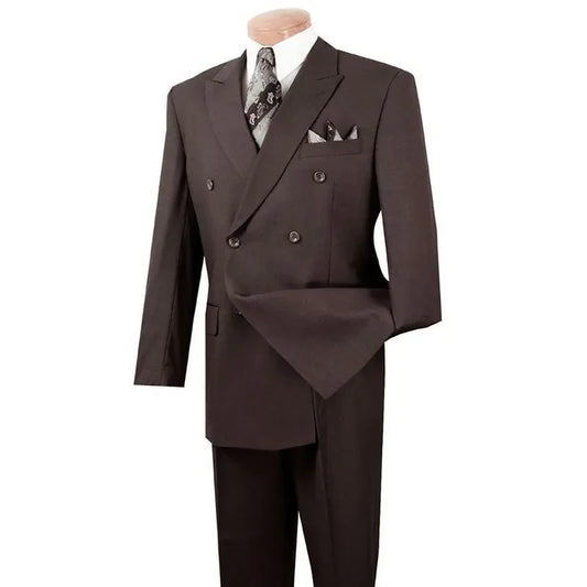 Brown Double Breasted Men Suit Gentlemen Peak Lapel Business Smart Casual 2 Piece Jacket Pants Male Clothing High Quality Blazer