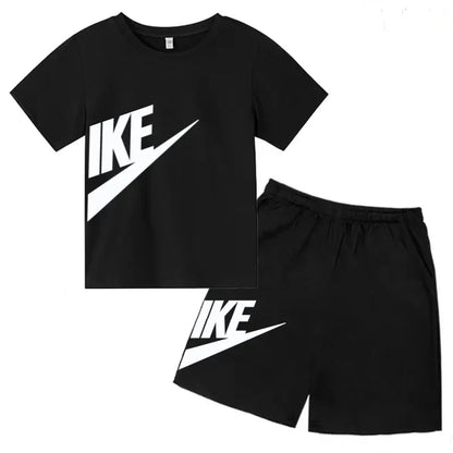 Kids Summer Short Sleeve T-shirt Shorts 2Pcs Set Boy Girl Casual Sport Jogging Suit Toddler 3-12Y