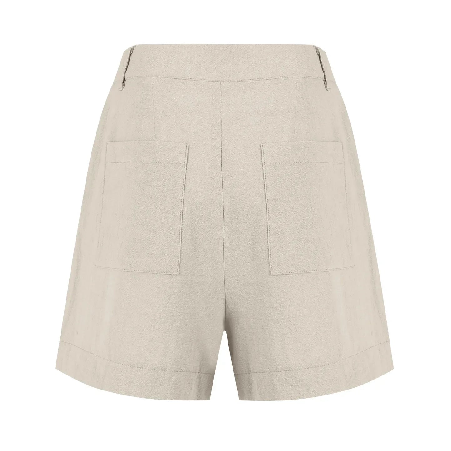 Cotton Linen Solid Shorts For Women Button High Waist Summer Loose Casual Pockets Shorts Female Pants Women Clothing