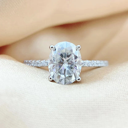 Oval Cut 1CT 2CT 3CT D Color Moissanite Rings for Women Lab Diamond Wedding Promise Band S925 Sterling Silver Jewelry