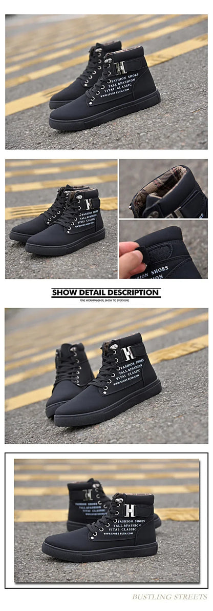 Men's Boots  New Korean Version Men's Shoes High Top Skateboard Shoes Retro Platform Casual Lace Up Men Fashion Boots 2025