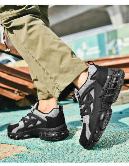 Anti-slip Safety Shoes Men Rotary Button Safety Shoes for Men Work Shoes Anti-smash Men's Sports Shoes Safety Pro