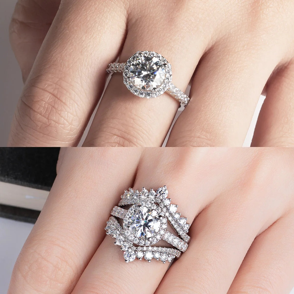 2 Carat D Color Moissanite Halo Engagement Ring For Women 925 Sterling Silver Wedding  Rings Fine Jewelry Wholesale