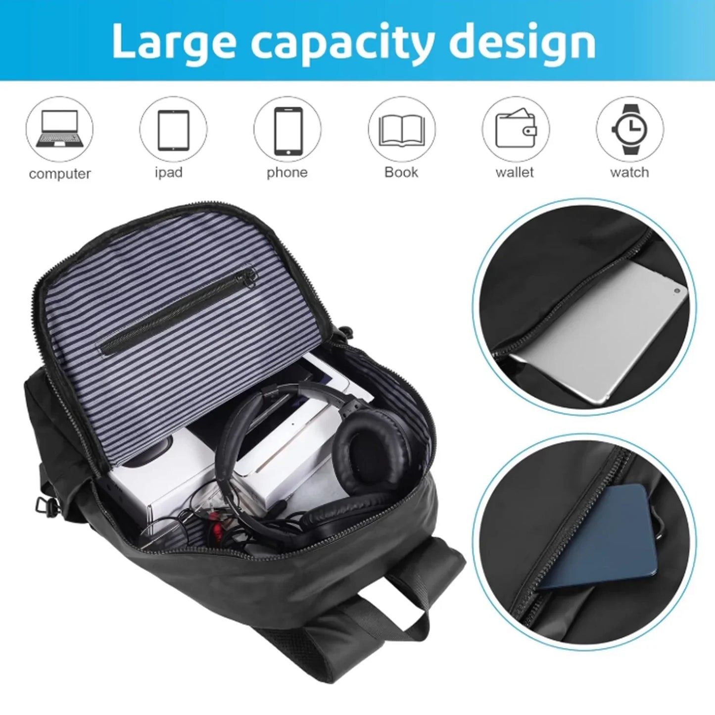 A 14 Inch Computer Backpack Large Capacity Simple Durable Men's Backpack Lightweight Men's Travel Backpack Student Schoolbag