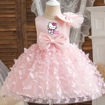 Girl Princess Dress Kid Clothes Party Birthday Outfits Evening Party Tulle Dress Wedding Wear Summer Bowknot Dress