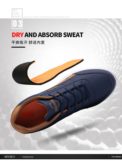 New Men Shoes Casual Shoes Leather Lace-Up Casual Sports Shoes Outdoor Wear-Resistant Vulcanized Shoes High-Quality Men Shoes