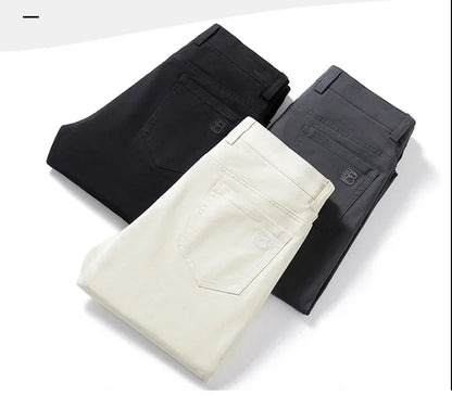 2024 New Autumn Men's Business Casual Trousers Work Pants Male Formal Dress Pants Straight Men's Clothes Black Gray Apricot