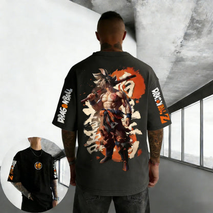 Oversized Cotton T-shirt Summer New Goku Printed Neutral Street Hip Hop Loose Casual Short Sleeve Top