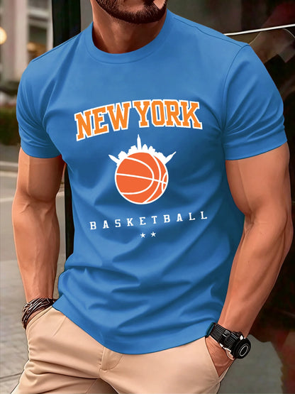 New York Basketball Game Print Men T Shirts Hip Hop O-Neck T-Shirt Soft Cotton Male Sportswear Casual Comfortable Clothes