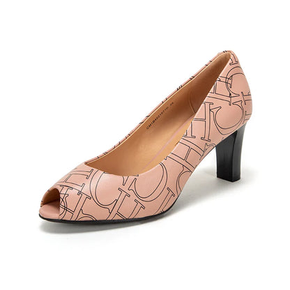 Women's Sandals High Heel Leather Fish Mouth Design Sense Casual Shoes Dress Summer Beach