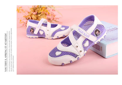 Girls Sandals Gladiator Cartoon Soft Children Non-slip Beach Shoes Kids Summer Floral Sandals Princess Shoes Fashion Cute