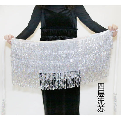 Sexy Sequins Tassel Dancewear Mini Skirt Women Clothes Jupe Femme Belly Dance Skirts Ladies Faldas Performance Stage Bottom Saia