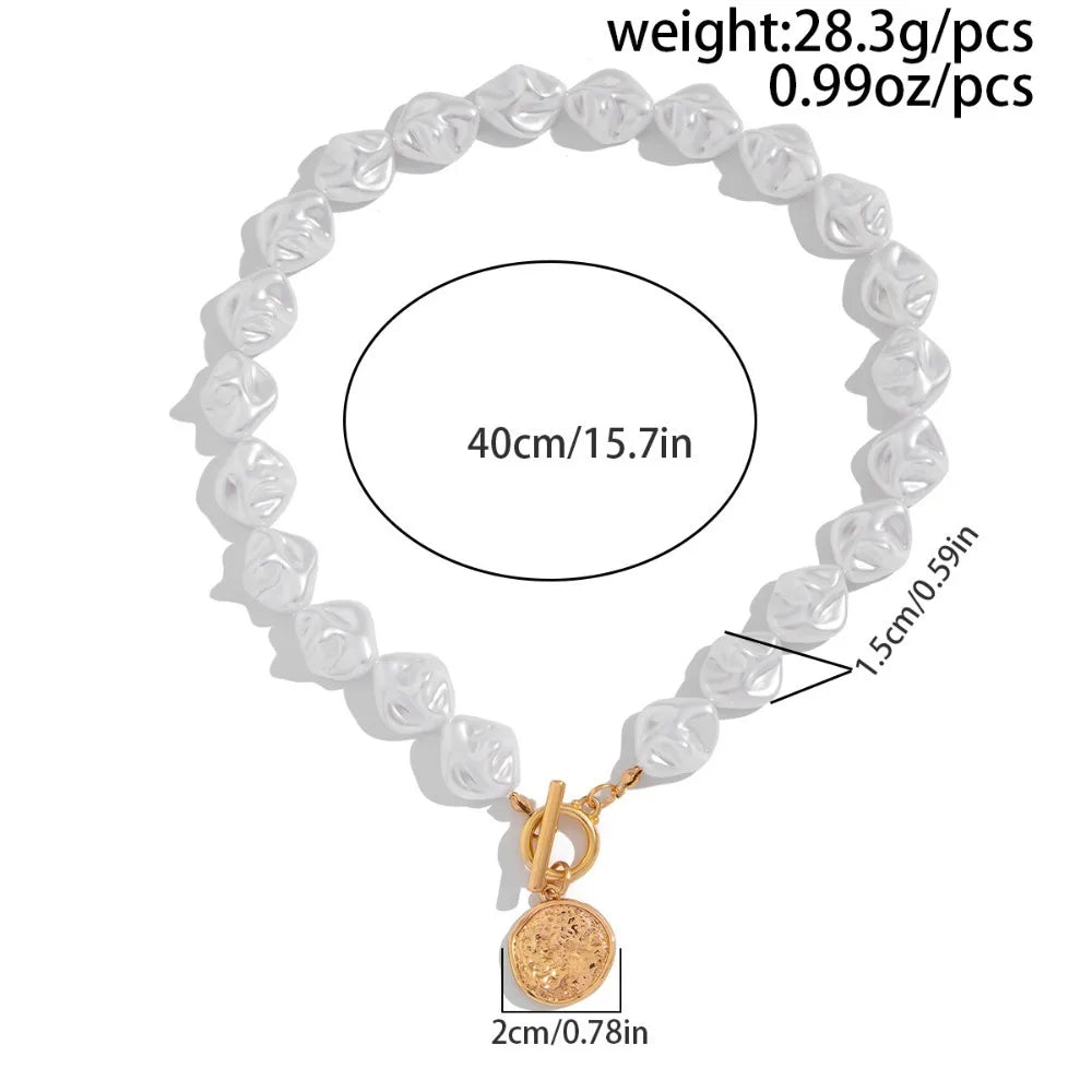 Elegant Irregular Imitation Pearl Beads Necklace for Women Vintage Party Wedding Tassels Choker Fashion Jewelry Accessories Gift