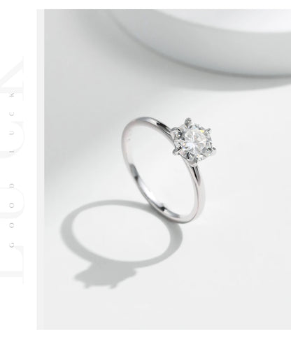 1CT Moissanite Lab Diamond Ring For Women 925 Sterling Silver Wedding Engagement Platinum Plated Fine Jewelry