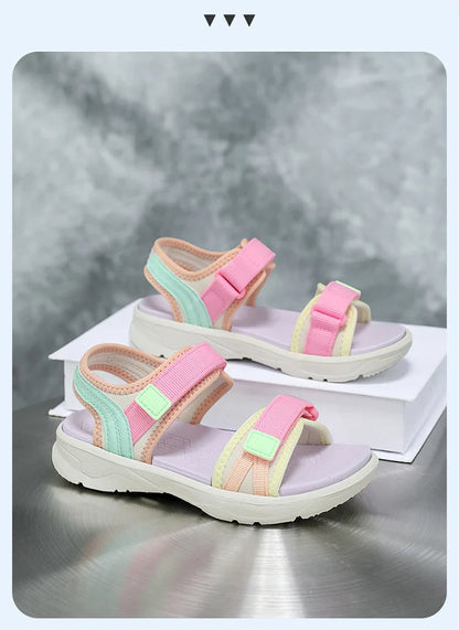 Children Casual Flat Sandals For Girls Summer Beach Shoes Breathable Open Toe Non-Slip Outdoor Kids Walking Sandials