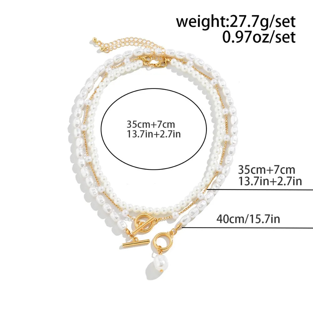 Elegant Irregular Imitation Pearl Beads Necklace for Women Vintage Party Wedding Tassels Choker Fashion Jewelry Accessories Gift
