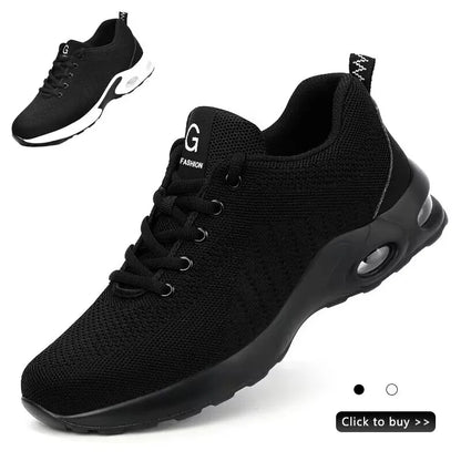 Summer Air Cushion Work Safety Shoes For Men Breathable Work Sneakers Steel Toe Shoes Anti-puncture Safety Protective Shoes