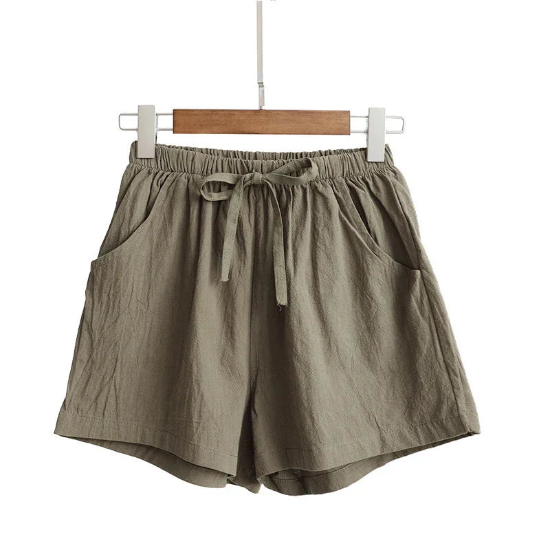 Summer Women Cotton Linen Shorts High Waist Shorts Short Pants Women Fashion Casual Sports Shorts Female S-3XL