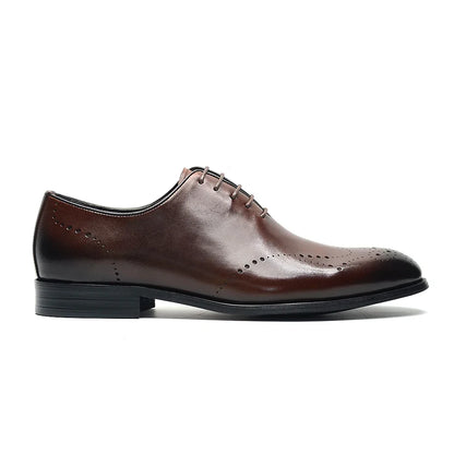 Italian Luxury Men's Dress Shoes Business Wedding Genuine Leather Mens Oxford Shoes Whole Cut Wingtip Brogue Formal Shoes Man