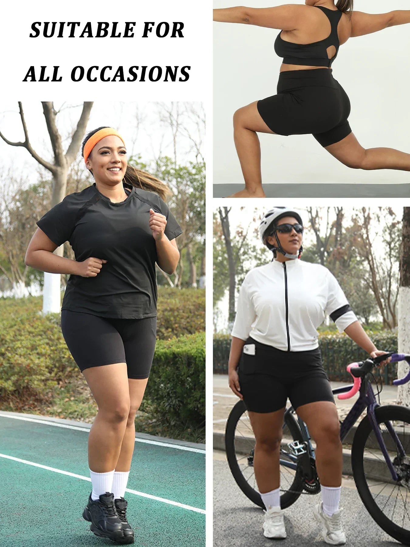 Plus Size High Waisted Biker Shorts For Women With Pockets Super Soft Tummy Control No See Through Workout Running Yoga