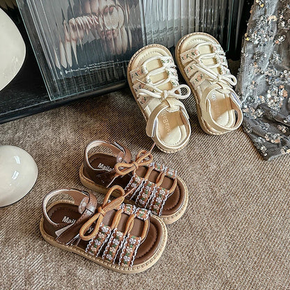 Baby Girls Hot Sale Summer Princess Fashionable Embroidery Soft Hollow Sandals Kid Elegant School Lightweight Cute Walking Shoes