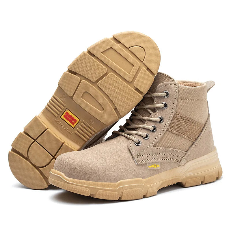 Men's Winter Wool Velvet Cotton Safety Work Shoes High Top Steel Toe Insulated Labor Protection Construction Shoes