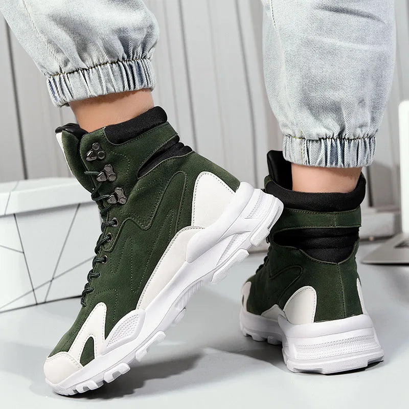 Fashion Men's Boots Comfortable Men Casual Shoes Breathable High Top Sneakers for Men Outdoor Non Slip Mens Ankle Boots Platform