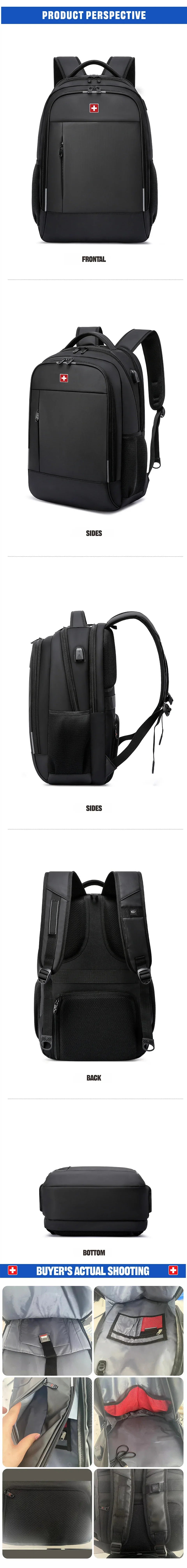 SWISS MILITARY Men Laptop Business Backpack Backpack 17 Inch Fashion School waterproof USB Large Capacity Bag mochilas Back Pack