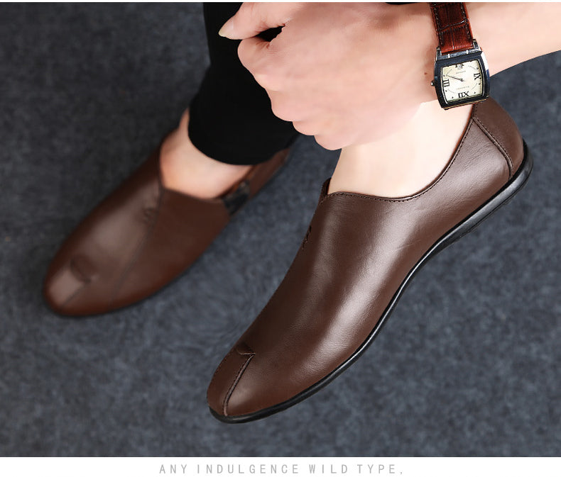 Genuine Leather Men Casual Shoes Luxury Brand Soft Mens Loafers Breathable Moccasins Slip on Lazy Driving Shoes Plus Size 38-47