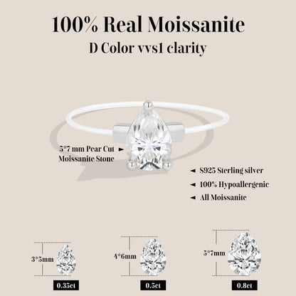 0.8CT DVVS1 Moissanite Rings for Women 925 Sterling Silver Creative Transparent Fishing Line Ring Handmade Jewelry Gift