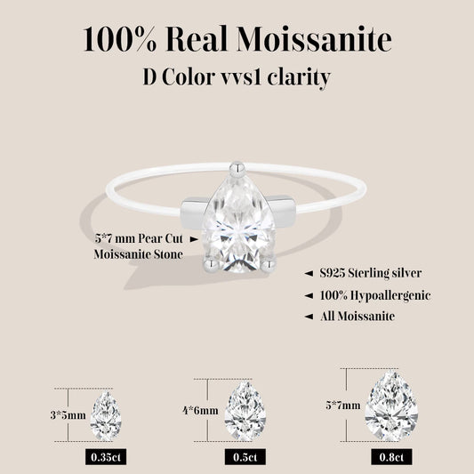 0.8CT DVVS1 Moissanite Rings for Women 925 Sterling Silver Creative Transparent Fishing Line Ring Handmade Jewelry Gift