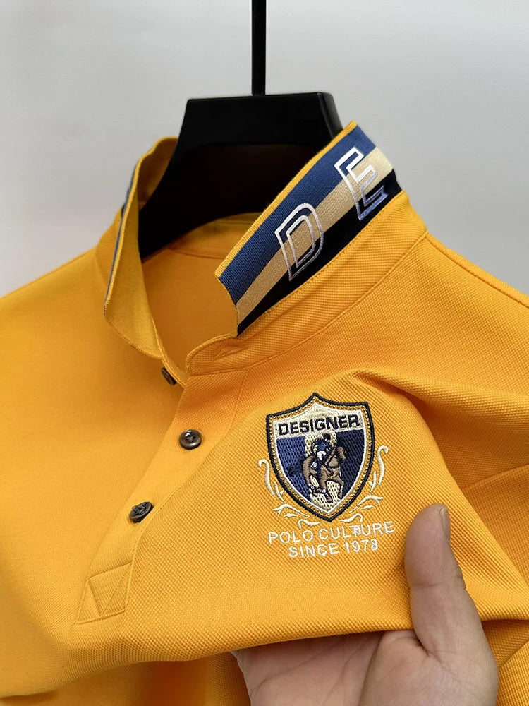 High end brand breathable cotton POLO shirt short sleeve men's 2024 summer exquisite letter embroidery fashion business T-shirt